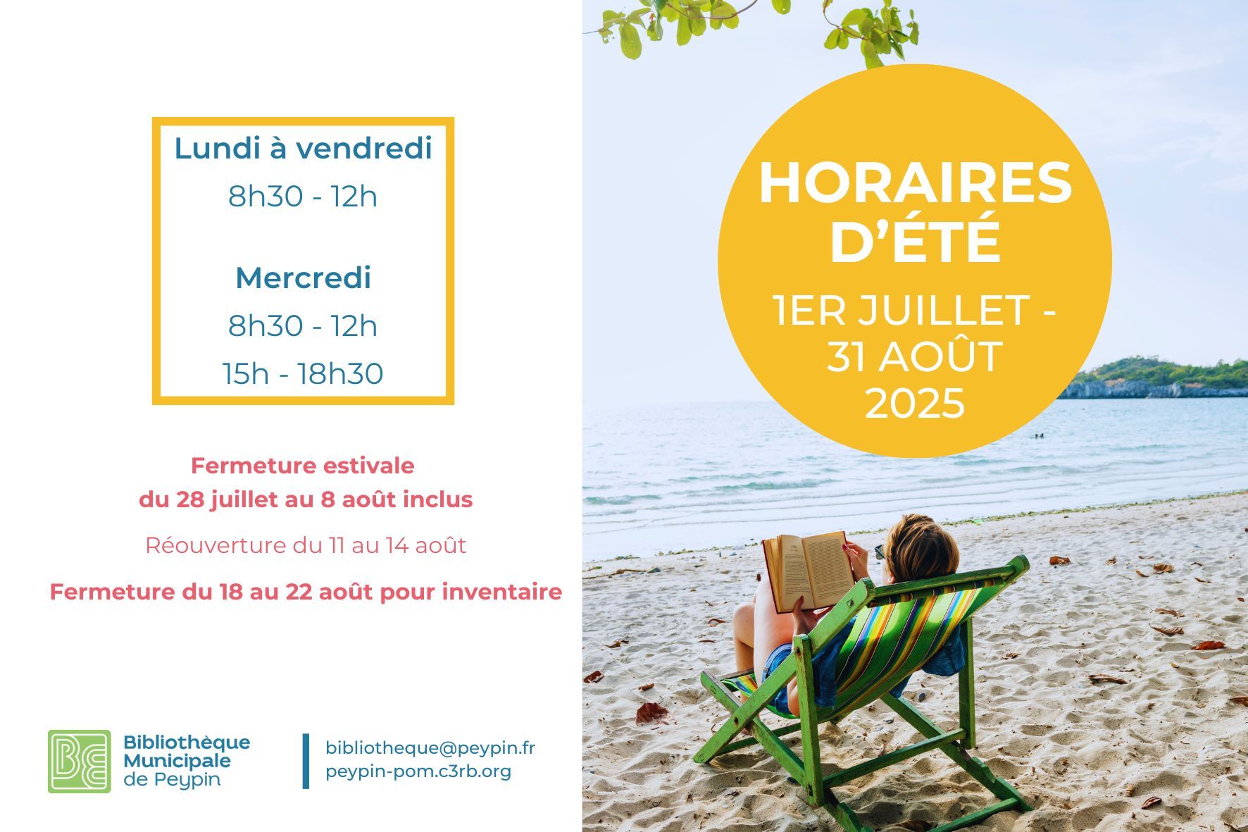 Horaires d'été 2025